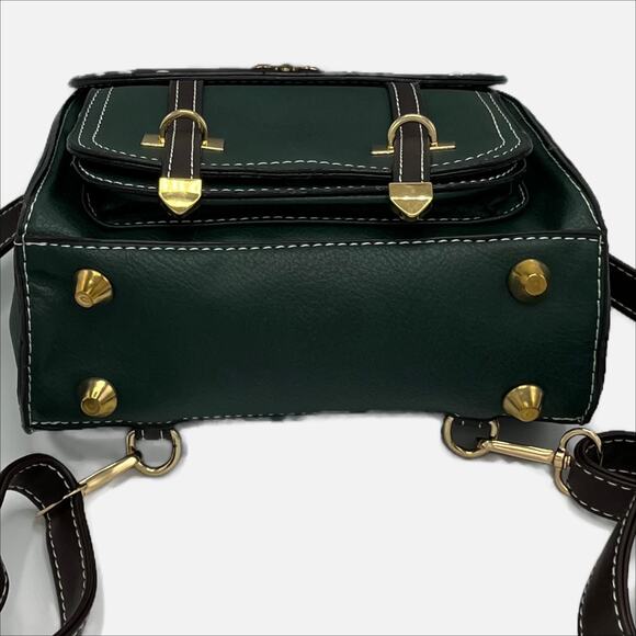 Bumblebee Faux Leather Handbag or Backpack in Green - Picture 4 of 5